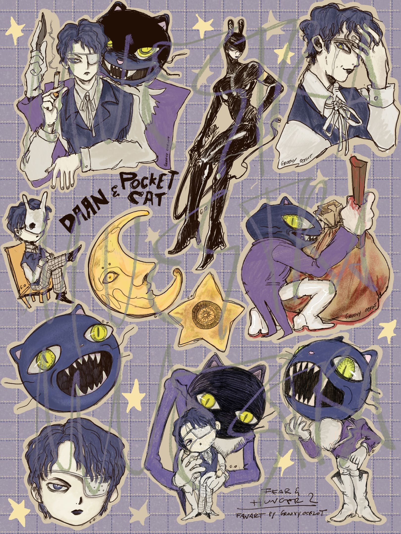 Pocketcat & Daan Sticker Set.